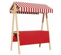 Stand de Marché Pliable et Portable avec Grand Plateau, Table de Présentation Robuste pour Vendeurs, Présentoir Repliable pour Marchés de Producteurs(Red,150cm/59in)