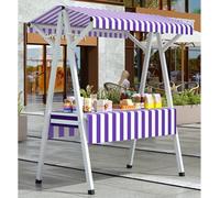 Stand de marché pliable portable en acier avec auvent - Table de présentation polyvalente pour épicerie, jouets, travaux manuels et cosmétiques - Kiosque de vente au détail (violet, 190 cm)