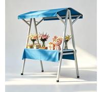 Stand de Marché Portable avec Auvent - Chariot de Vente Pliable et Stand d’Exposition Mobile, Table de Présentation Pop-Up pour Marchés Artisanaux, Marchés de Producteurs et Vendeurs(Blue,130cm/51in)