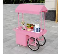 Stand de Marché Portable, Chariot de Vendeur pour Événements en Plein Air, Chariot de Nourriture avec Roues et Auvent, for Événements, Festivals(Pink,140cm/55.1in)