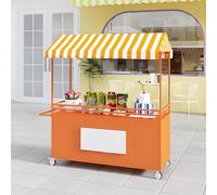 Stand de Marché Portable, Chariots de Marché avec Auvent Oxford, Kiosque Mobile pour la Restauration, pour les Festivals et les(Orange,140cm/55.1in)