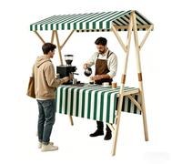 Stand de Marché Portable en Bois Pliable avec Auvent, Chariot Robust Mobile for Étals de Marché de Producteurs for Vente de Rue et Événements(Green,120x60x200cm/47x24x79in)
