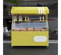 Stand de Marché Portable, Stand Marché Chariot de Vente de Nourriture Portable avec Roulettes, Camions-restaurants avec Auvents, pour Foires et Événements(Yellow)