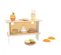 Janod - Stand de Pâtisserie en Bois FSC - 12 Accessoires en Bois - Jouet d'Imitation - Jouet en Bois FSC - Développe l'Imagination - Dès 3 Ans, J06557