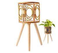 Stand de plante en bois rotin - Pot tressé en bois | Étagère à plantes en rotin | STYE BOHO STYLE SHOW FOWERS Présentoir | Étagère en selles creuses avec pieds POTOR POTTO | Stand de