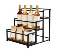 Stand De Sirop De Café | Organisateur De Bouteilles En Métal Vintage À 3 Ni | Le Support À Sirop Rustique En Métal À 3 Niveaux Peut Contenir 12 Bouteilles, Conception De Grande Capacité Pour Les Bars À C