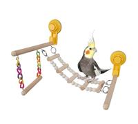 Stand de terrain de jeu d'oiseaux - Perch swing en bois, échelle de corde suspendue, branche d'escalade naturelle, accessoire de jouets à mastication | Activité amusante aire de jeux pour perruche Cac