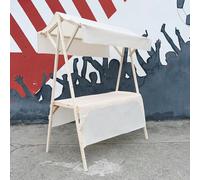 Stand de vendeur en bois avec auvent, chariot de marché pliable et portable, présentoir pour chariot de marché, chariot de vente pliable, chariots alimentaires à vendre, pour l'extérieur, ch