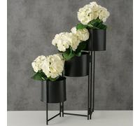 Stand D'Usine Décoration Pot de Fleurs 3 Balconnière Fer Noir L 51 CM