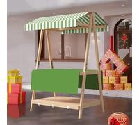 Stand Marché Kiosque Commercial en Bois avec 2-Étagère, Stand Marché Présentoir Pliable Festivals Plages Commerces Chariots à Pousser(Light Green B,140cm/55in)