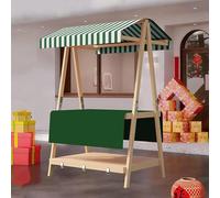 Stand Marché Kiosque Commercial en Bois avec 2-Étagère, Stand Marché Présentoir Pliable Festivals Plages Commerces Chariots à Pousser(Green B,110cm/43.3in)