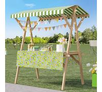 Stand Marché Kiosque Commercial en Bois avec Étagère, Étalage de Rue Pliable sur Roulettes Stand de Marché Extérieur, Comptoir de Vente de Desserts(Green 4,150cm/59in)