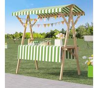 Stand Marché Kiosque Commercial en Bois avec Étagère, Étalage de Rue Pliable sur Roulettes Stand de Marché Extérieur, Comptoir de Vente de Desserts(Green 1,150cm/59in)