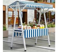 Stand Marché Pliable avec Auvent, Charge de 150 Kg, Structure en Acier au Carbone pour les Plages, les Activités de Plein Air, la Restauration de Rue(Blue,190x80x200cm/75x31x78in)