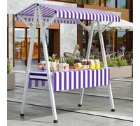 Stand Marché Présentoir Pliable avec Nappe Desserte de Jardin Extérieur, Présentoirs D'épicerie pour Salons Artisanaux et Marchés de Producteurs(Purple,130cm/51in)
