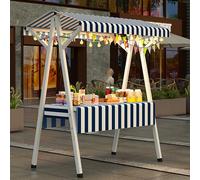 Stand Marché Présentoir Pliable avec Nappe Desserte de Jardin Extérieur, Présentoirs D'épicerie pour Salons Artisanaux et Marchés de Producteurs(Blue 2,160cm/63in)