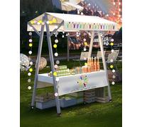 Stand Marché Rack de Stand Marché Pliable pour Nourriture Rue, Chariot Vendeur Portable pour Salons Métiers, Buffet Gâteaux, Vente Hot-Dogs et Desserts(Width 150cm(59"))