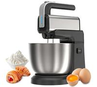Stand Mixers,Robot Patissier,Batteur Electrique Cuisine,Mixeurs, 5 Speed,Stainless Steel Bowl,Batteur Sur Socle Et Batteur à Main Avec Crochet Pétrisseur, Fouet Et Batteur Pour La Cuisine (Argenté)