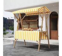 Stand Pliable En Bois Pour Snacks Avec Auvent À Rayures, Kiosque Alimentaire Portable Pour Marché, Étagère De Vente Idéale Pour Événements De Rue, Festivals Et Foires Extérieures(Giallo,120cm/47in)