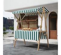 Stand Pliable En Bois Pour Snacks Avec Auvent À Rayures, Kiosque Alimentaire Portable Pour Marché, Étagère De Vente Idéale Pour Événements De Rue, Festivals Et Foires Extérieures(Green,150cm/59in)
