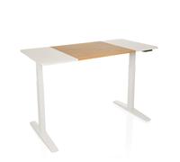 STAND T3 - Bureau réglable en hauteur électriquement Blanc/Chêne