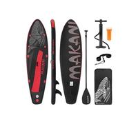 ECD Germany Stand Up Paddle Board Gonflable Makani | 320 x 80 x 15 cm | jusqu'à 120 kg | PVC | Noir-Rouge | Pompe à Air Pagaie Sac de Transport Accessoires | Planche de Surf | Sup Board Paddling