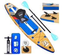 Stand up Paddle Gonflable Planches gonflables, siège Kayak, jusqu'à 150 kg, Support GO-Pro,Pad intégré, 3 Ailes, Double pagaie réglable, Accessoires complets, 330 x 76 x 15 cm
