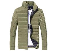 Stand Warm Men Winter Zipper Thick Cotton Coat Jacket Manteaux et Vestes pour Hommes Gilet Polaire Homme Doux (Green, L)