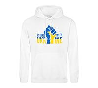 Stand with Ukraine Fight Fist Sweat A Capucha Blanc Unisex Size XL