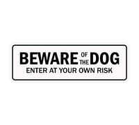 Standard Beware of the Dog Porte/panneau mural 3" x 9" - Large blanc