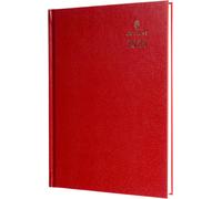 Standard Desk Agenda 2025 Semainier Pour Professionnels - Format A4 - Rouge - (40,15-25) - Planificateur D'affaires De Qualité Supérieure Avec Couverture Rigide En Cuir
