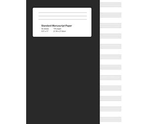 Standard Manuscript Paper: Black Cover Blank Sheet Music Notebook