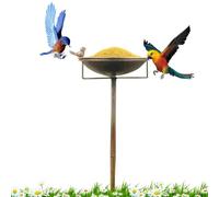 Standing Bird Bath Bowl - Feeder Iron Art Food Holder | Metal Bird Bath for Outside for Hummingbird Sparrow Bee Butterfly Yard Balcony Courtyard Patio