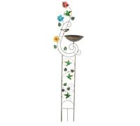 Standing Bird Bath - Metal Stake Bird Water Feeder with Plant Holder, Outdoor Garden Birdbath | Elevated Bird Bowl Garden Sculpture, Artistic Yard Ornament for Lawn Patio Balcony Terrace Flowerbed Lan