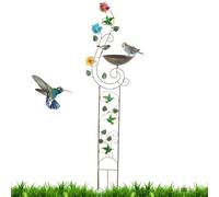 Standing Bird Oasis, Plant Support Stake, 36 inches Versatility with Decorative Basin, Heavy Duty, Ornate Sculpture Design with Vintage Style, Art Decoration for Lawn Patio