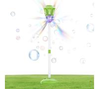 Standing Bubble Machine, Rechargeable Automatic Toy, Professional Bubble Machine with Light and Music for Outdoor Indoor Party Summer Play Lawn Wedding Garden 1-Pack Professional Backyard Gear 28x19cm