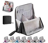 Standing Cosmetic Bag Organizer,Multi-Purpose Large Capacity Oxford Cloth Standing Makeup Bag,Large Capacity,Waterproof,with Compartments ang Handle,Smart Partitioning,for Home & Vacation (Black)