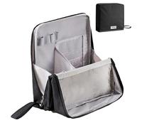 Standing Makeup Bag - 9.06x8.66in Oxford Cloth, Portable Pouch, Cosmetic Upright Storage Organizer, Waterproof Case, Multiple Compartments | Travel School Home Cosmetic Bag For Women Teens Girls, Noir