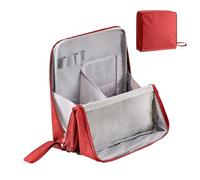 Standing Makeup Bag,Parallel Traveler Makeup Bag,Foldable Travel Bag with compartments,Stationery Storage BagLarge CapacityPortableToiletry Bag,WaterproofOxford Cloth (Red)