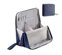 Standing Makeup Bag,Parallel Traveler Makeup Bag,Foldable Travel Bag with compartments,Stationery Storage BagLarge CapacityPortableToiletry Bag,WaterproofOxford Cloth (Navy)