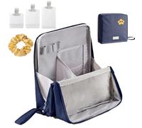 Standing Makeup Bag Portable, Multi-Purpose Oxford Cloth Standing Makeup Bag, Large Capacity Waterproof Makeup Organizer with Compartments, Portable Toiletry and Stationery Storage (Navy)