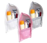 Standing Makeup Bag - Portable Waterproof Mesh Cosmetic Organizer Set, 3 Pcs Travel Toiletry Makeup Bags with Zipper, Clear Standing Beauty Storage Bag for Women Shower Bathroom Cruise Hygiene