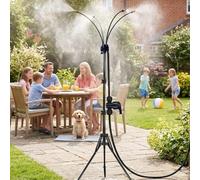 Standing Misters for Outside Patio, 2.6-5.3ft Adjustable Height, 26ft Misting Hose, Outdoor Cooling for Garden, Patio, Pool, BBQ