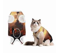 Standing Near The Castle Combinaison chirurgicale pour chien, 100 % coton respirant - Combinaison chirurgicale intégrale pour chien et chat avec imprimés mignons, animaux domestiques mâles et femelles