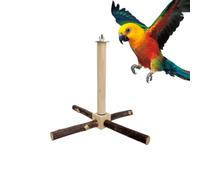 Standing Perch - Wood, 9.06×9.06×7.09in Parakeet Toy Flexible & | Multi-Purpose Bird Stand, Cage Accessory For Parakeets, Finches, Small Birds, Indoor Aviary, Home Pets, Training Play