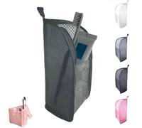 Standing Toiletry Bag for Travel, Clear Waterproof Woven EVA Mesh Cosmetic Makeup Organizer, Foldable Hanging Bathroom Storage for Toiletries & Toothbrush, Lightweight, 8.6x5.1x5.1 (Black)