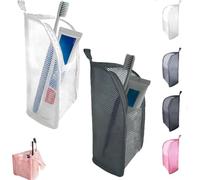 Standing Toiletry Bag for Travel, Clear Waterproof Woven EVA Mesh Cosmetic Makeup Organizer, Foldable Hanging Bathroom Storage for Toiletries & Toothbrush, Lightweight, 8.6x5.1x5.1 (Mixed)