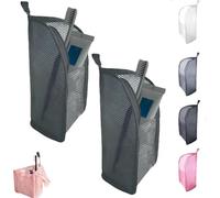 Standing Toiletry Bag for Travel, Clear Waterproof Woven EVA Mesh Cosmetic Makeup Organizer, Foldable Hanging Bathroom Storage for Toiletries & Toothbrush, Lightweight, 8.6x5.1x5.1 (Black-2Pcs)