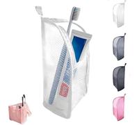 Standing Toiletry Bag for Travel, Clear Waterproof Woven EVA Mesh Cosmetic Makeup Organizer, Foldable Hanging Bathroom Storage for Toiletries & Toothbrush, Lightweight, 8.6x5.1x5.1 (White)
