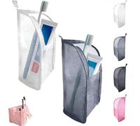 Standing Toiletry Bag for Travel, Clear Waterproof Woven EVA Mesh Cosmetic Makeup Organizer, Foldable Hanging Bathroom Storage for Toiletries & Toothbrush, Lightweight, 8.6x5.1x5.1 (Mixed-2)